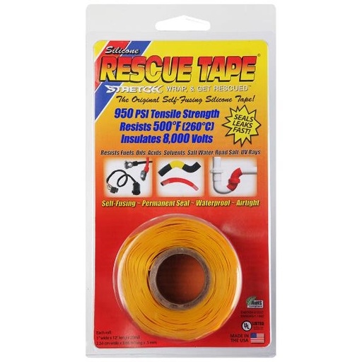Rescue Tape 1" X 12' Ylw.