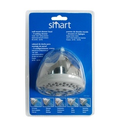 Wall Mount Showerhead 5 Setting 3.46In (8.8Cm), Abs Chrome Finish Smart