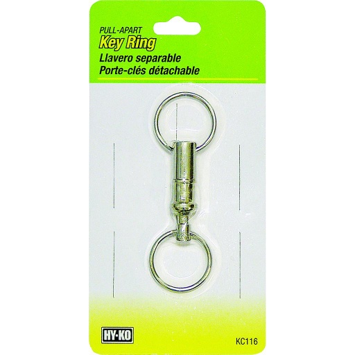 Hy-Ko 2GO 7/8 in. Dia. Metal Silver Pull-Apart Key Ring