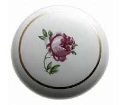 KNOB 1.5"RND WHT W/ROSE