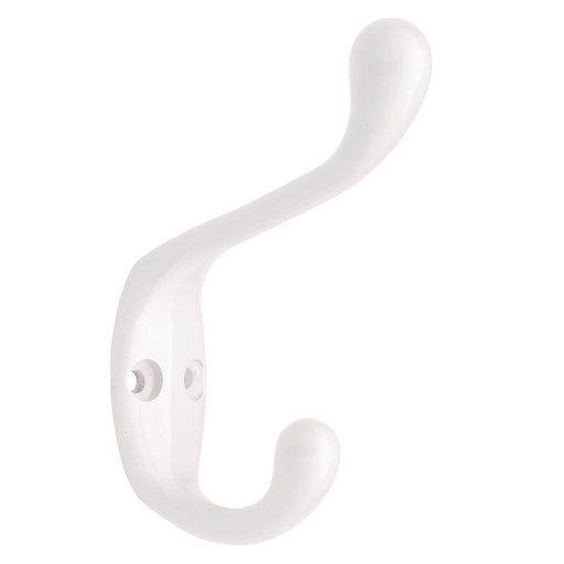 Coat And Hat Hook 3In (7.62Cm) Hd White Zinc Ace.
