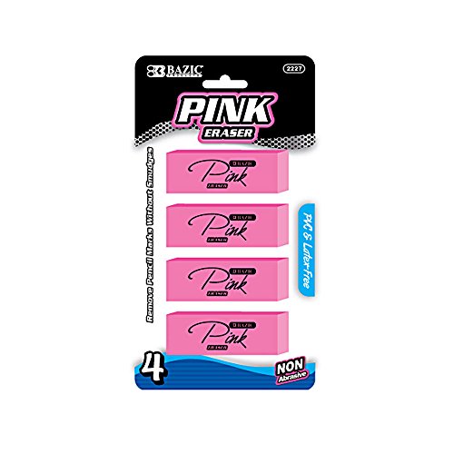 Bazic Pink Bevel Eraser (4/Pack.