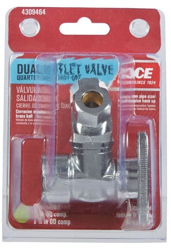Ace FIP Compression Brass Dual Shut-Off Valve
