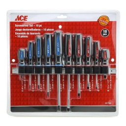 10 Piece Screwdriver Set With Rack Ace
