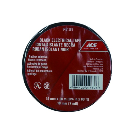 BLACK ELECTRICAL TAPE 3/4 IN X 60 FT