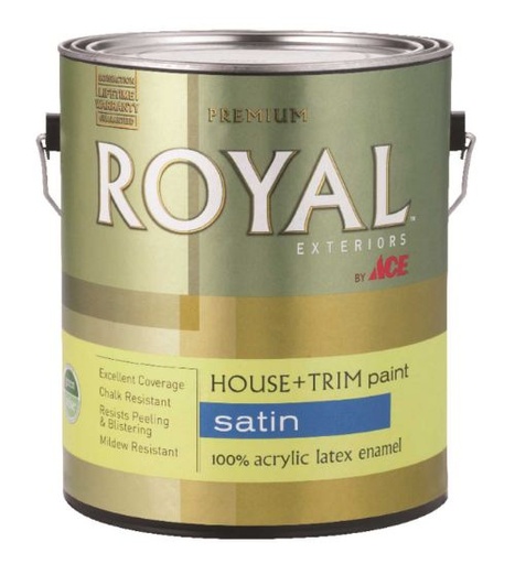 Ace Royal Satin White Acrylic Latex House & Trim Paint & Primer Exterior 1 gal