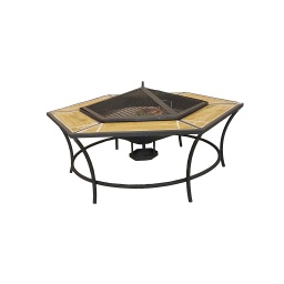Hexagonal Metal Fire Pit, Ceramic Tiled