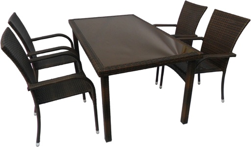 WICKER TABLE AND CHAIR 7PCS