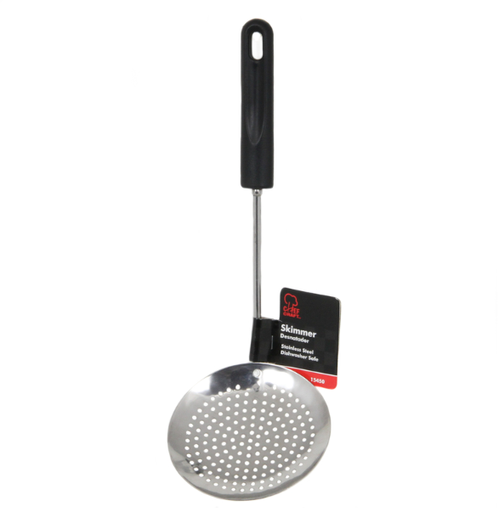 Chef Craft 4.5 in. W x 12.5 in. L Black/Silver Stainless Steel Skimmer