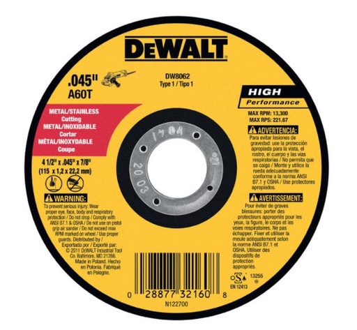 CUTOFF WHEEL4.5X.045X7/8.