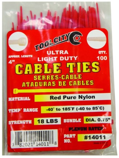 CABLE TIE 4" 18# RED                    