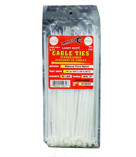 CABLE TIE 8" 40# WHT                    