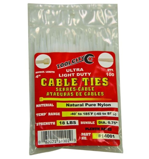 CABLE TIE 4" 18# WHT                    