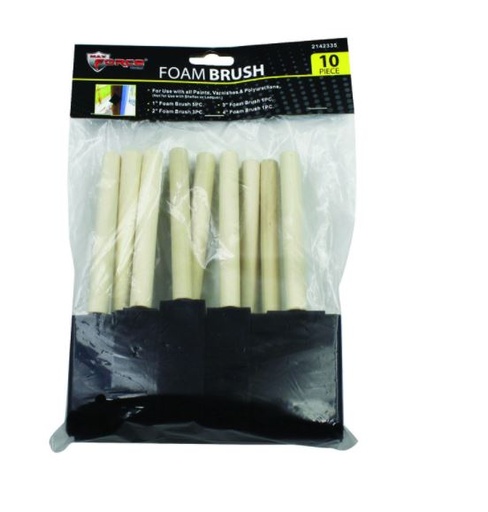 FOAM BRUSH 10PC WOODHNDL .