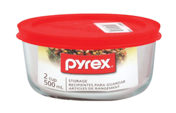 PYREX ROUND W/LID RED 2C.