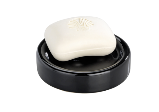 Wenko Polaris Soap Dish, 1.10 in. H x 4.41 in. W x 4.41 in. L Black Ceramic.