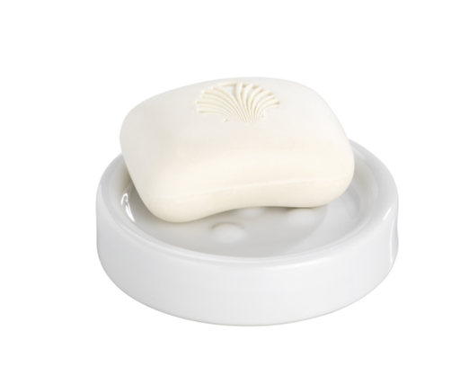 Wenko Polaris Soap Dish White Ceramic ,1.10 in. H x 4.41 in. W x 4.41 in. L.