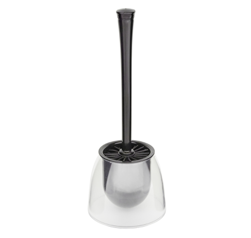 Wenko Fiesta Toilet Brush Holder Clear Black Plastic, 14.56 in. H x 5.7 inch W x 5.7 in. L.