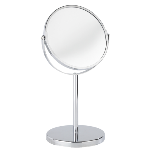 Wenko Assisi W Round Makeup Mirror Chrome Silver,13.58 in. H x 7.28 in