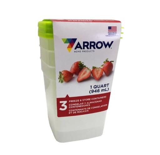 Arrow 1 qt. Food Storage Container Set 3 pk White.