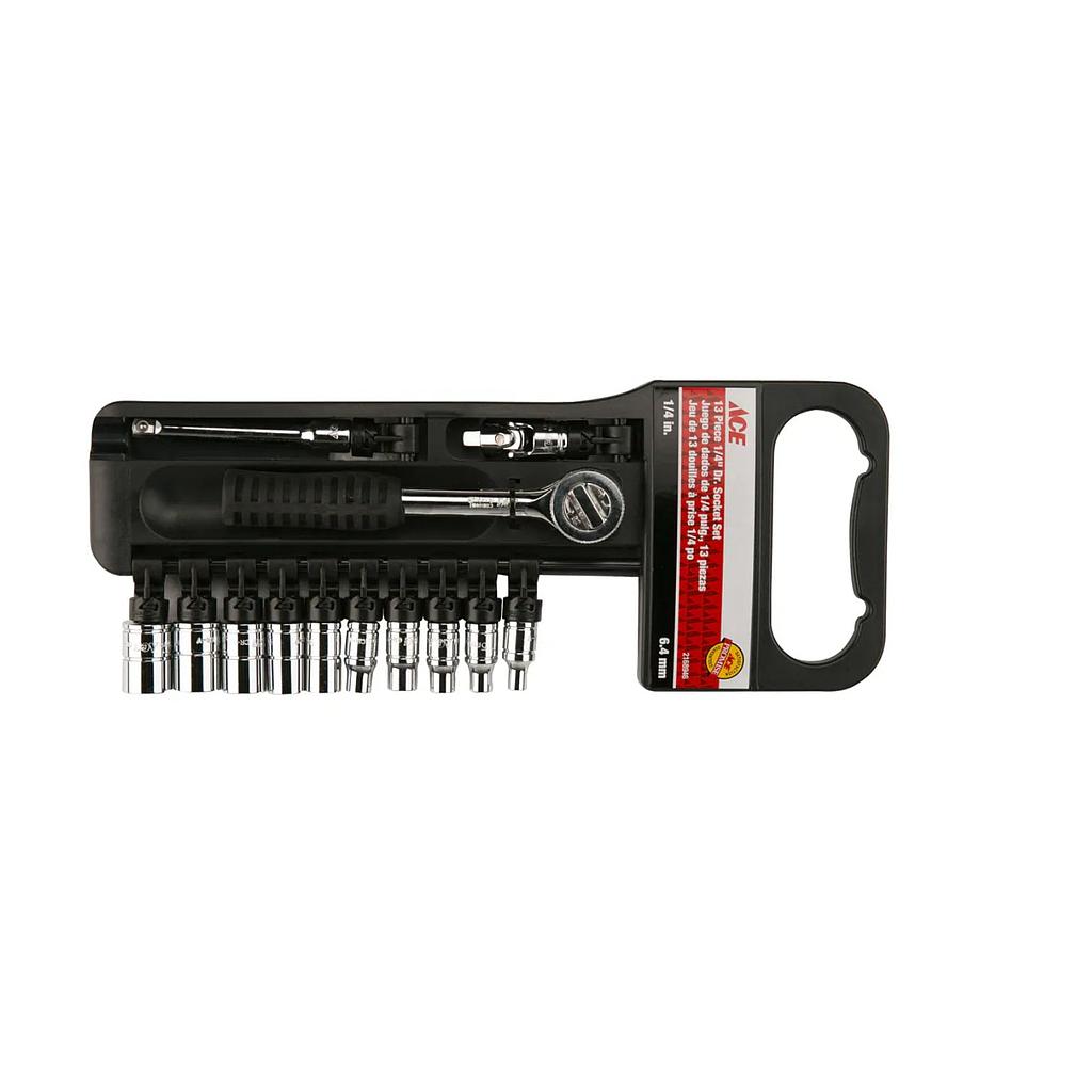 13 PIECE METRIC SOCKET SET 1/4IN DRIVE ACE.