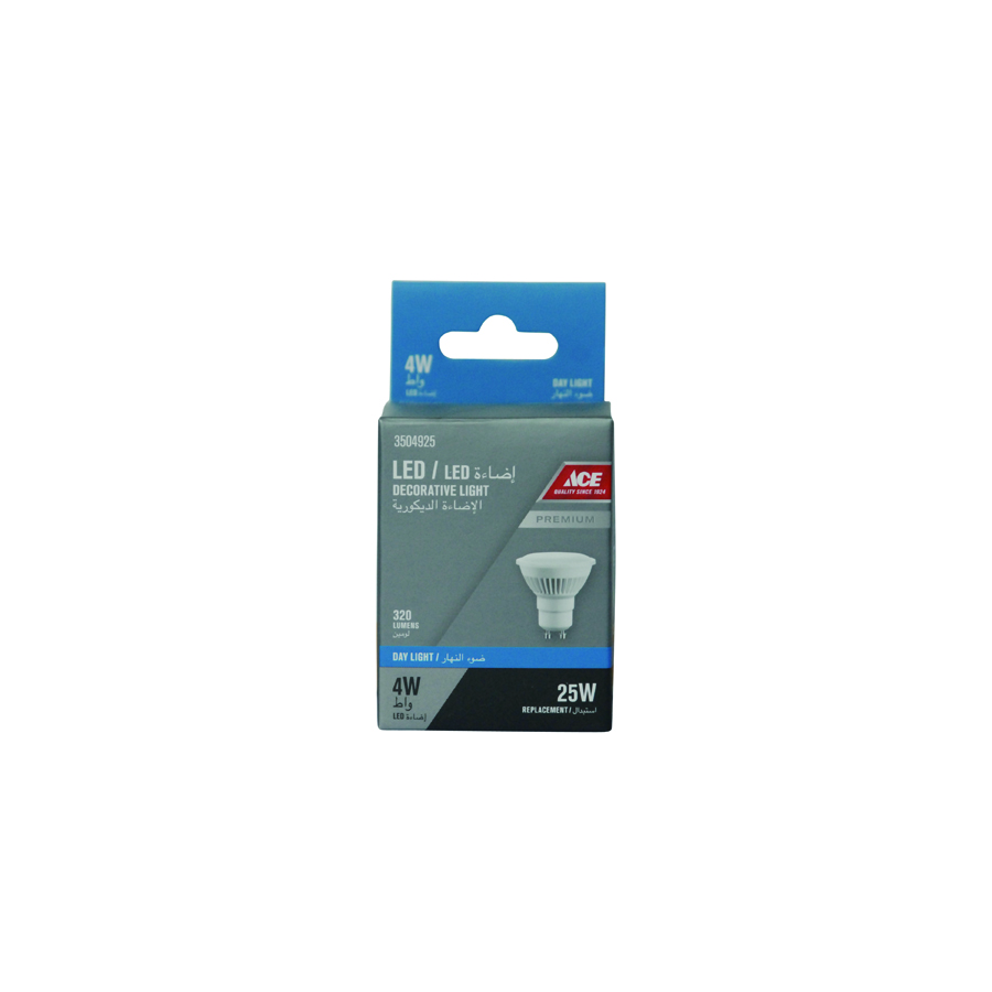 LED GU10 4WATT SPOTLIGHT DECORATIVE, LIGHT 320 LUMENS DAYLIGH