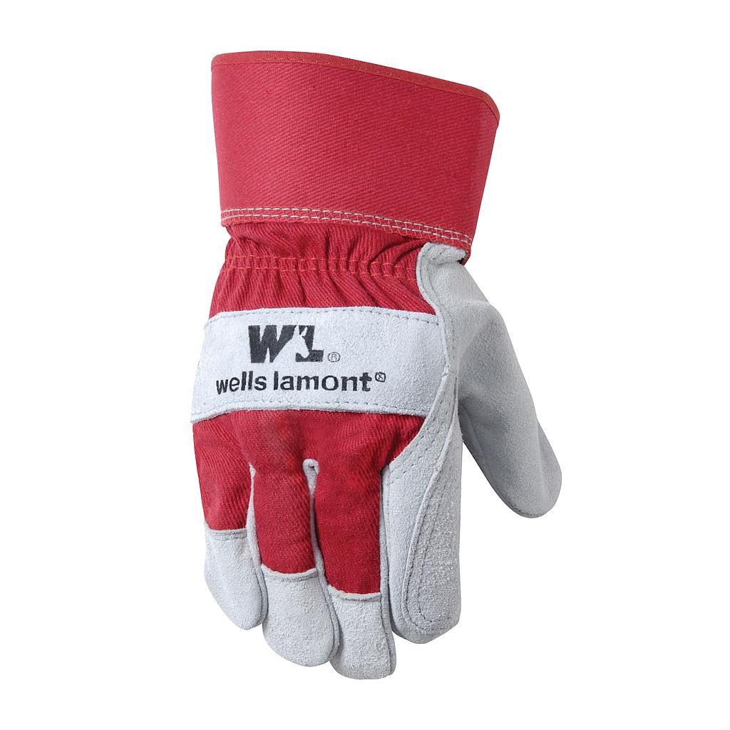 LEATHER PALM GLOVES MENS SUEDE COWHIDE LARGE, 4050 WELLS LEMO.