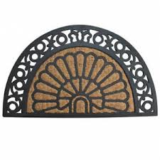 Summerfield Terrace Fan Design 30 ft. L x 18 ft. W Black/Brown Semicircle Door Mat