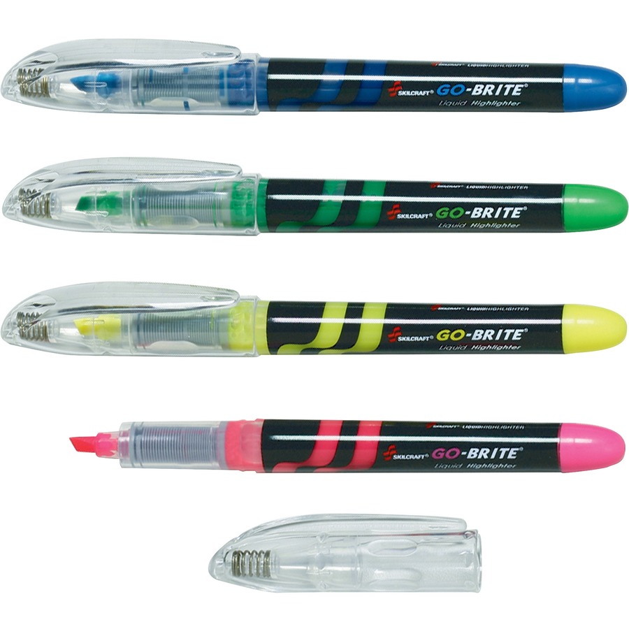 Go-Brite Liquid Highlighters, Fluorescent, Four-Color Set