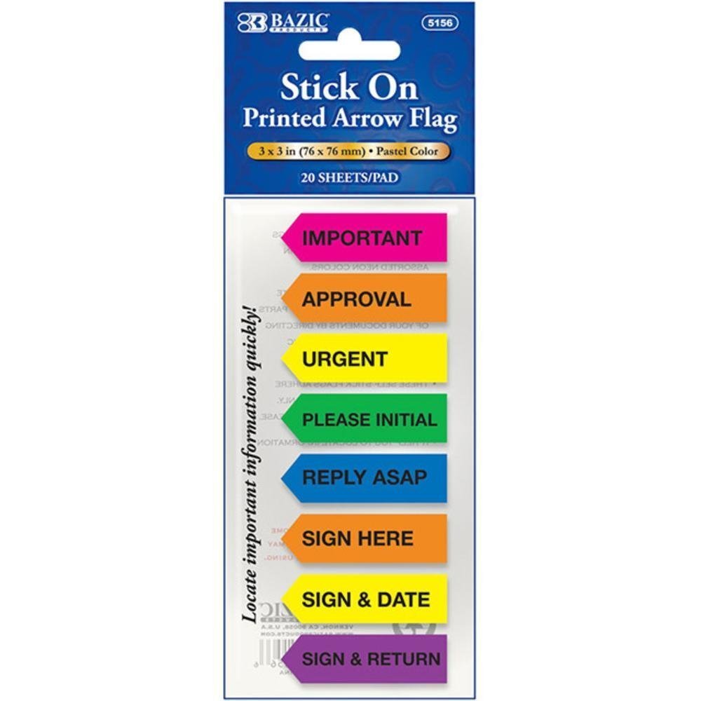 BAZIC 20 CT. 0.5" X 1.7" PRINTED ARROW 