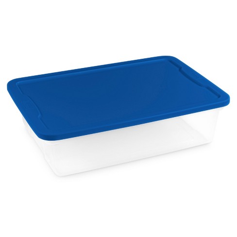 TOTE W/LID CLR/BLU 12QT