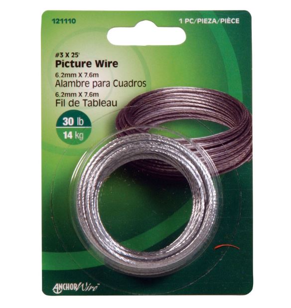 Hillman AnchorWire Steel-Plated Silver Braided Picture Wire 30 lb. 10 pk