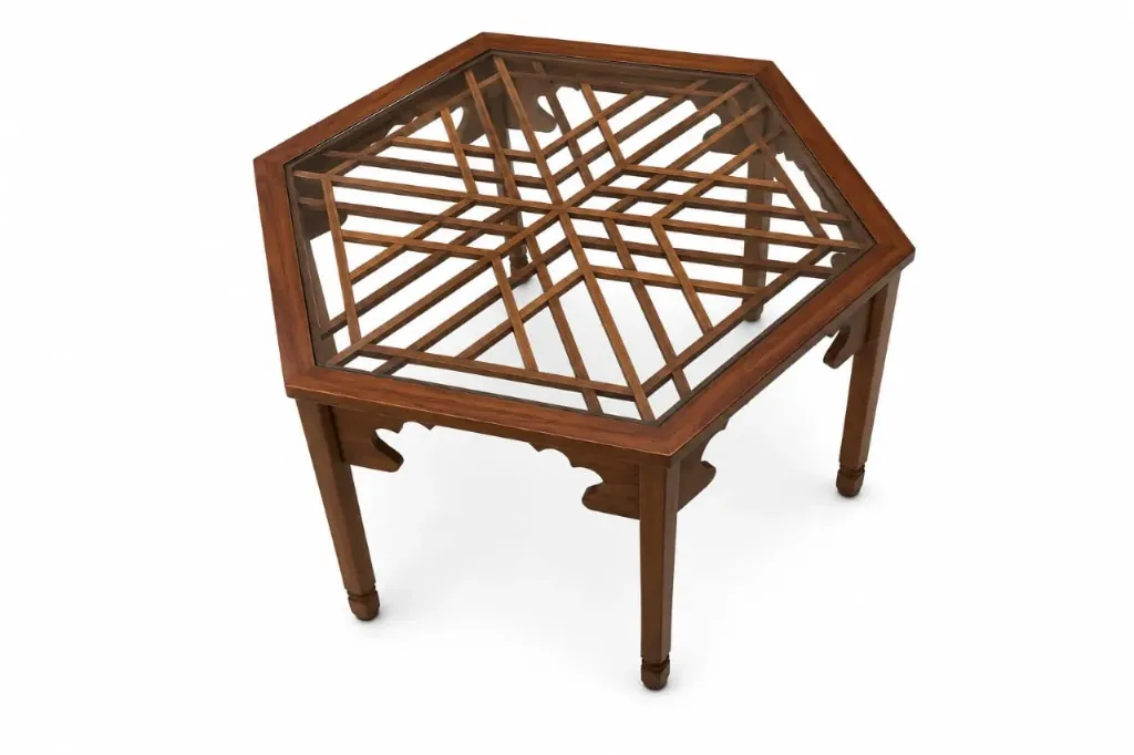 Hand Crafted Wooden Hexagonal Coffee Table