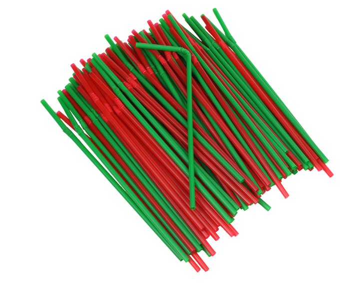 Chef Craft Green/Red Plastic Christmas Flexible Straws
