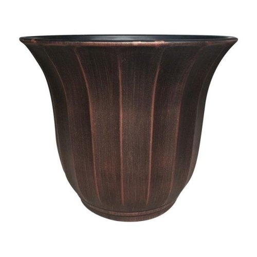 RIBBED PLANTER 16" RUST.