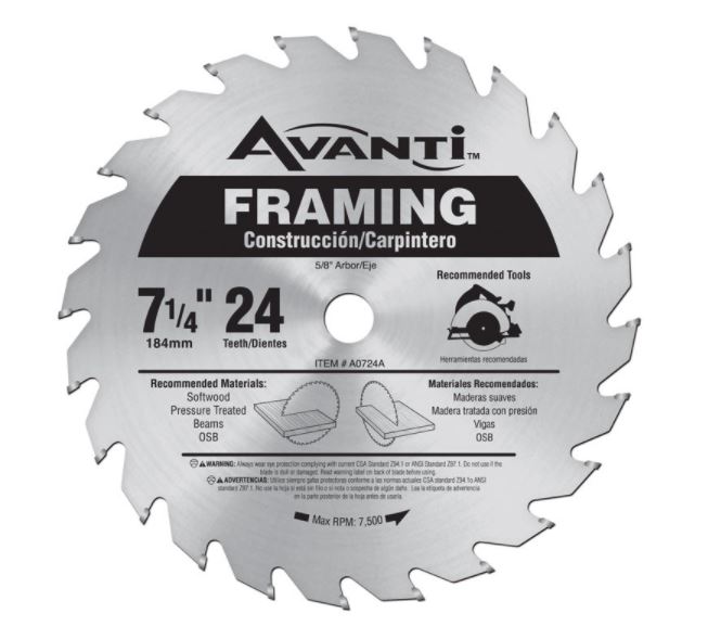 BLADE FRAMING 7-1/4 24T.