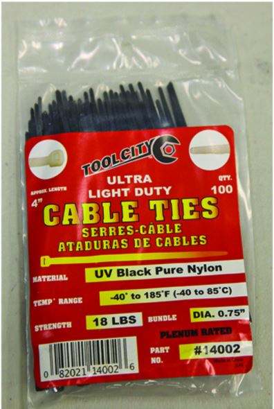 CABLE TIE 4" 18# BLK                    