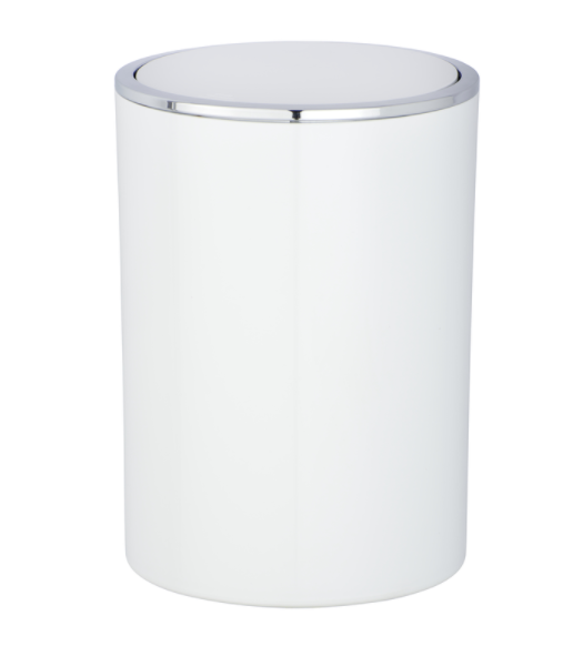 Wenko Inca White Swing Cover Wastebasket, 1.3 gal