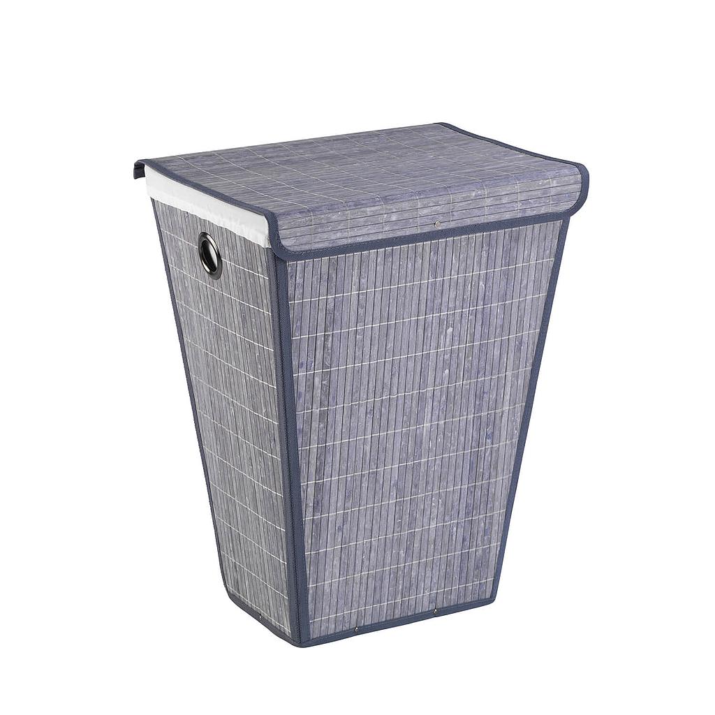 Wenko Gray Bamboo Laundry Basket.