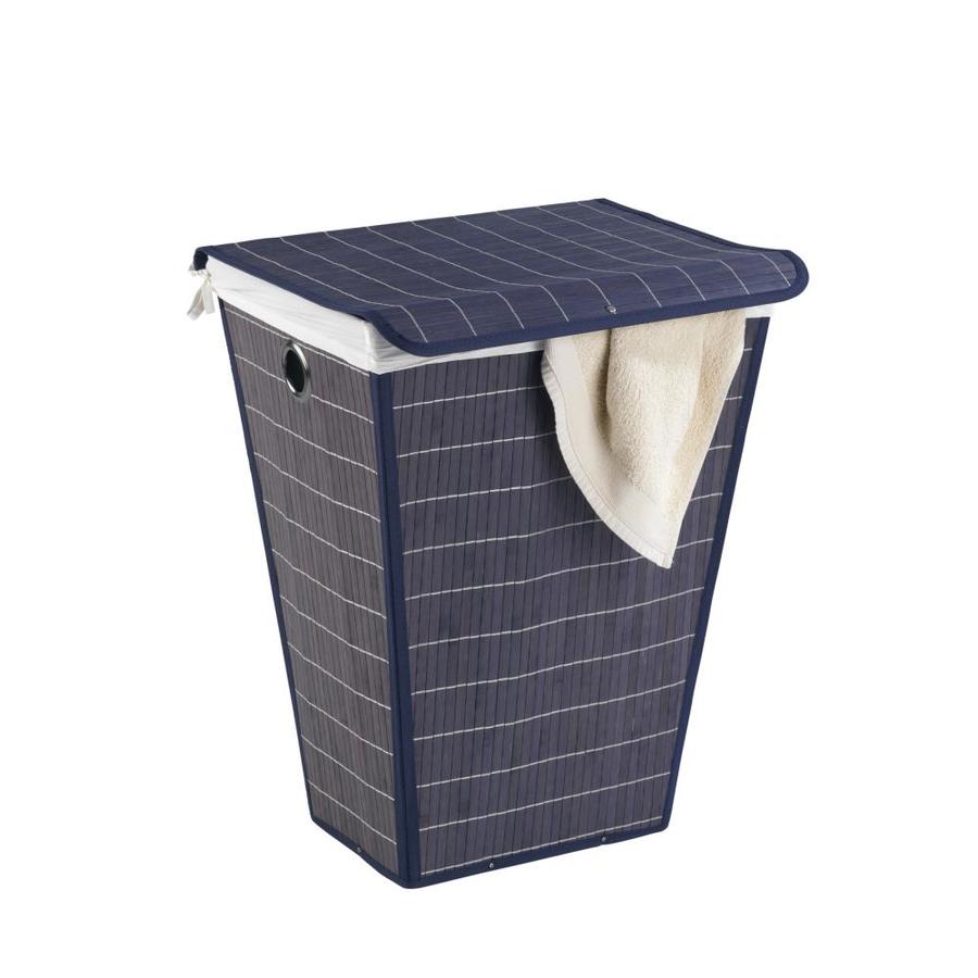 Wenko Blue Bamboo Laundry Basket.