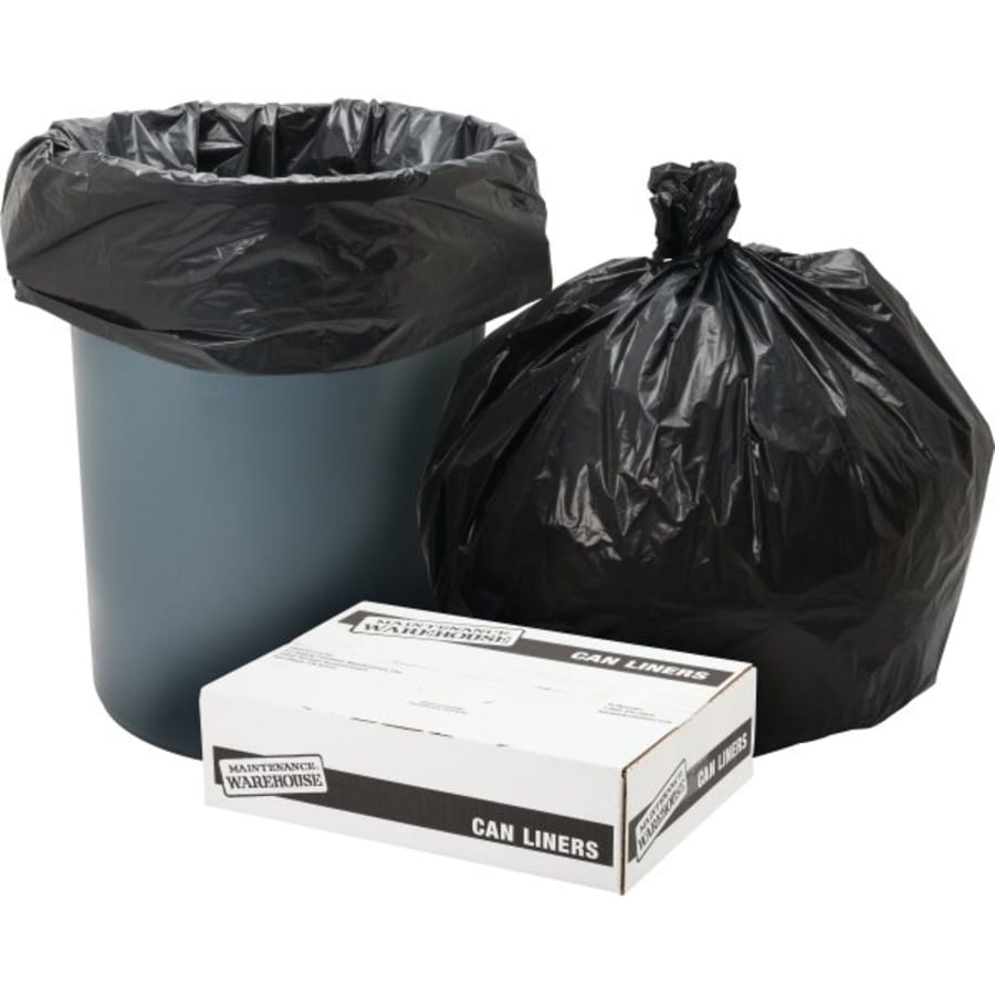 Trash Can Liners, 60 Gal, 1.5 Mil, 38" X 60", Black