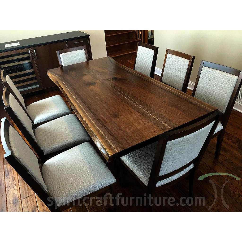 Natural Walnut Wood 6 Person Dinning Set