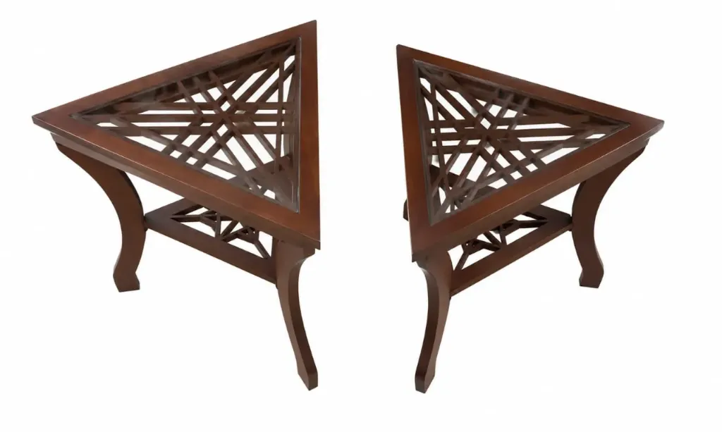 Hand Crafted Wooden Pair Coffee Tables - Triangle Shape