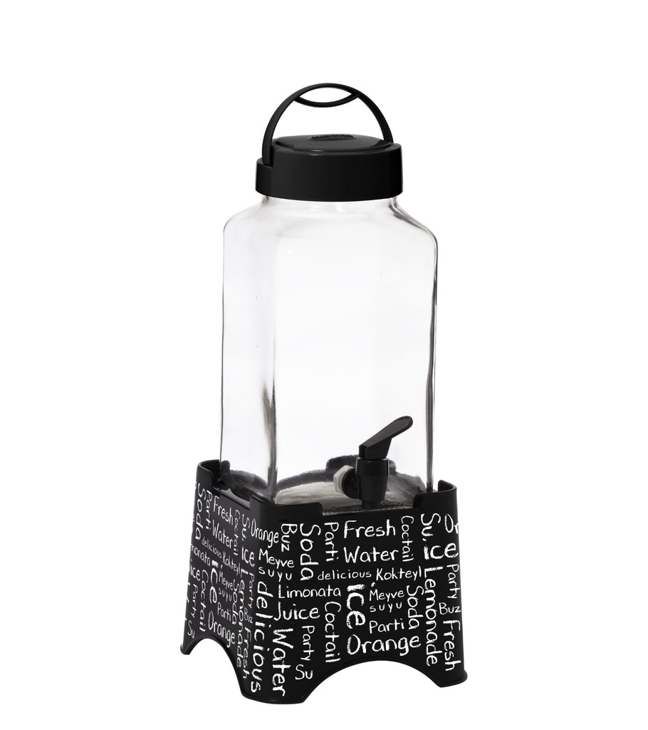 3 lt Decorated Square Beverage Dispenser - Water