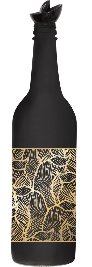 750 cc Coloured New Oil Bottle - Gold Leaf Mat Black