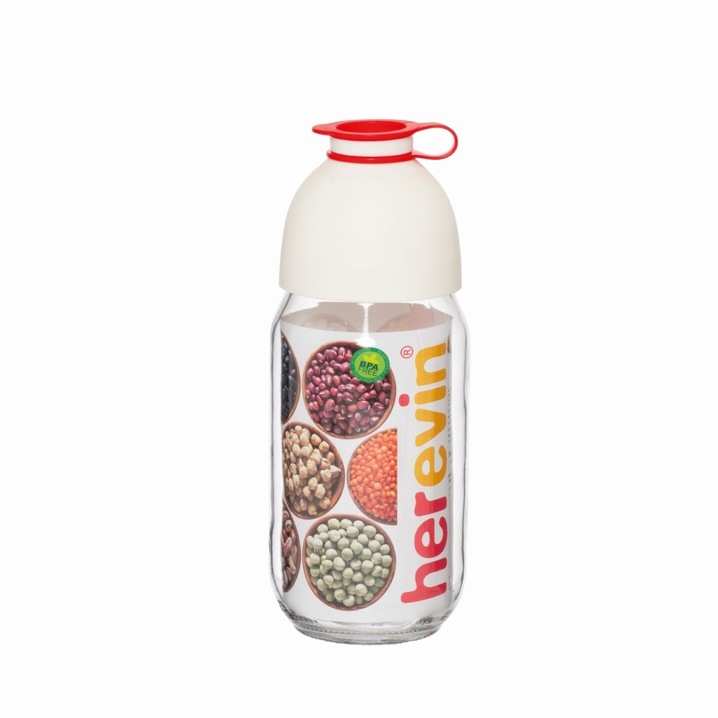 1000 cc Provisions Jar-White-Red Hanger