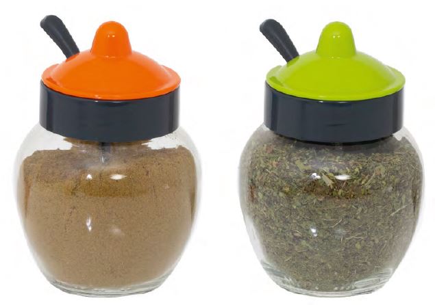 370 cc Sauce-Spice Jar With Spoon-Combin Colours