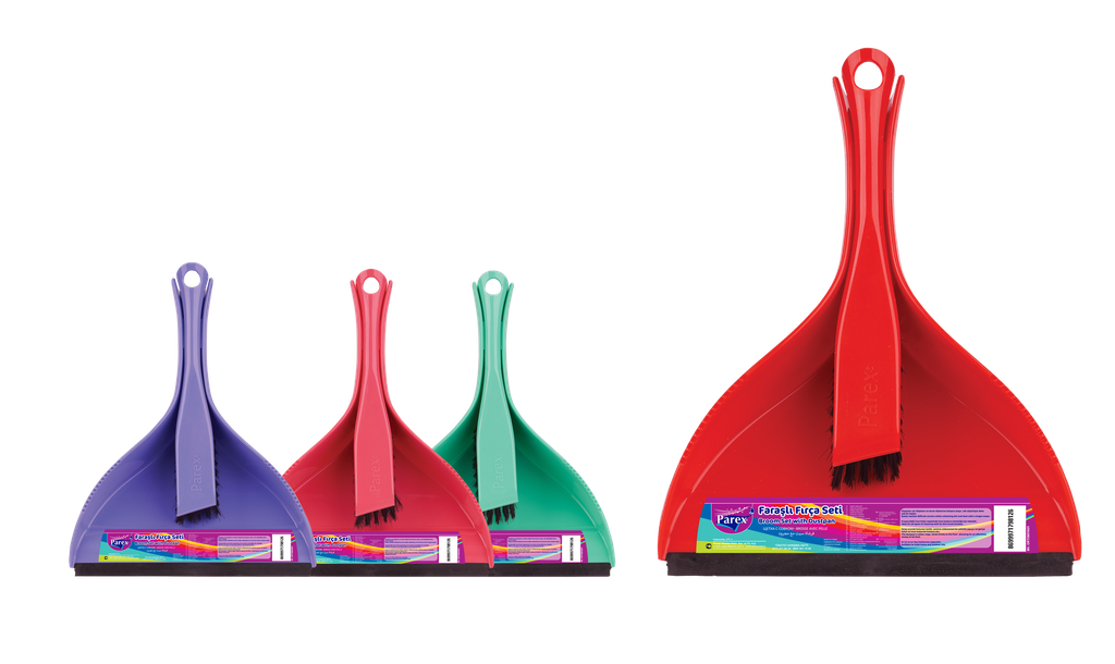 PAREX BRUSH SET WITH DUSTPAN 
(COLORFUL - 4 COLOURS)