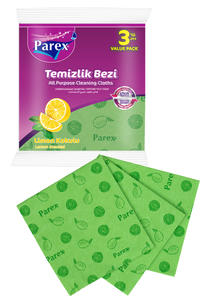 PAREX ALL PURPOSE CLOTHS WITH LEMON SCENT (3 PIECES) 
( 38cm x 35 cm )