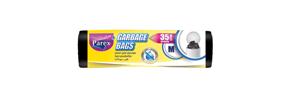 PAREX -  CLASSIC BLACK GARBAGE BAGS MEDIUM (30pcs - 55x60cm 35 L)